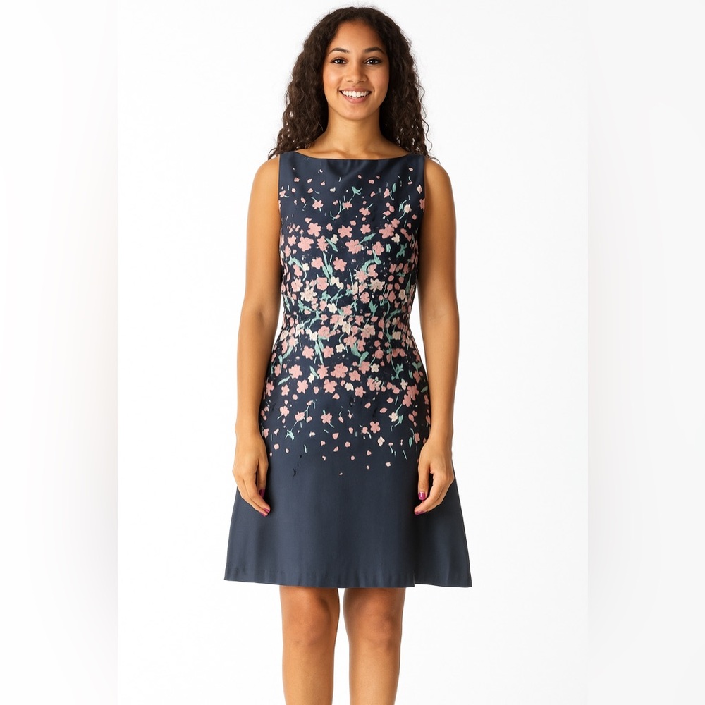 LOFT 100% Cotton Floral Sleeveless A-Line Dress